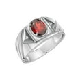 thumbnail image 2 of RYLOS Men's Rings Sterling Silver Rings Classic Designer Style 8X6MM Oval Gemstone & Diamond Ring Garnet Birthstone Rings For Men Size 10, 2 of 6