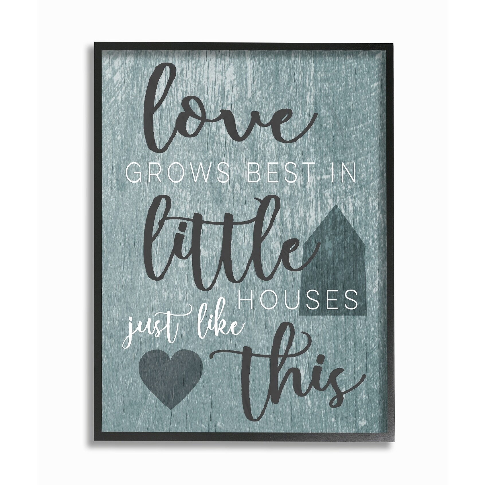 Stupell  Love Grows Best In Little Houses Grey Illustration Framed Giclee Art 16 x 20