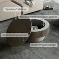 thumbnail image 3 of Noble House Leigh 31.5'' Round Modern Coffee Table with Hidden Storage, Solid Wood Veneer, Accent Tea Table, Grey, 3 of 10