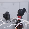 thumbnail image 3 of 12PCS Halloween Crow Decorations - Lifelike Black Crow Figurines with Real Feathers - 3Inch Spooky Bird Ornaments for Haunted House, Garden & Party Decor - Plastic Crow Set for Halloween Decorating, 3 of 7