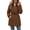 Coffee, variant on Womens Belted Puffer Coat Faux Fur Trim Hood Mid Length Full Zip Winter Warm Quilted Jacket with Zipper Pockets