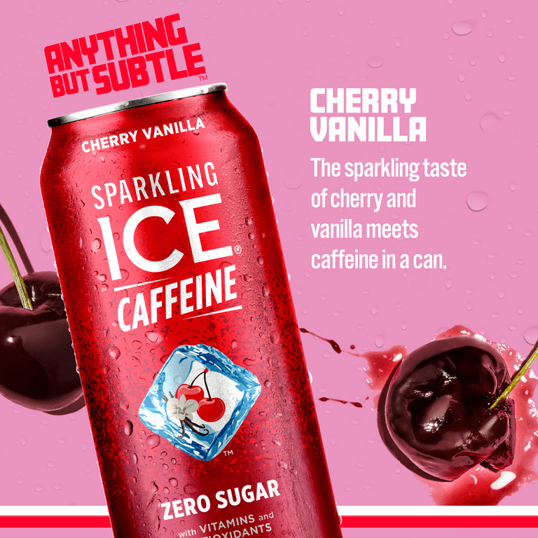 Sparkling Ice +Caffeine Cherry Vanilla Flavored Sparkling Water