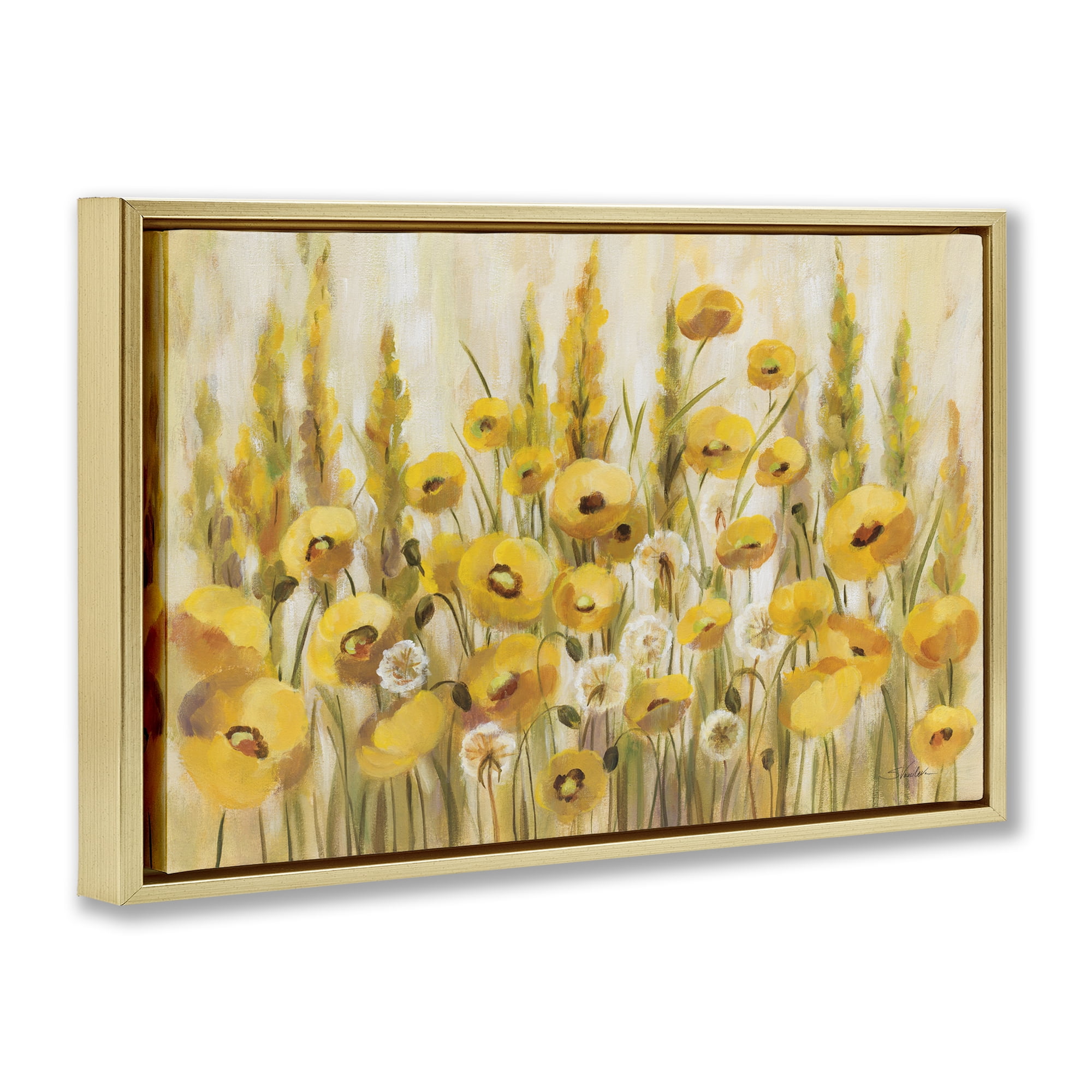 Stupell Industries Yellow Field of Poppies Gold Framed Floater Canvas Wall Art, design by Silvia Vassileva