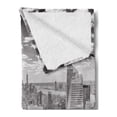 thumbnail image 2 of New York Soft Flannel Fleece Throw Blanket, NYC over Manhattan from Top of Skyscrapers Urban Global Culture City Panorama, Cozy Plush for Indoor and Outdoor Use, 60" x 80", Grey, by Ambesonne, 2 of 5