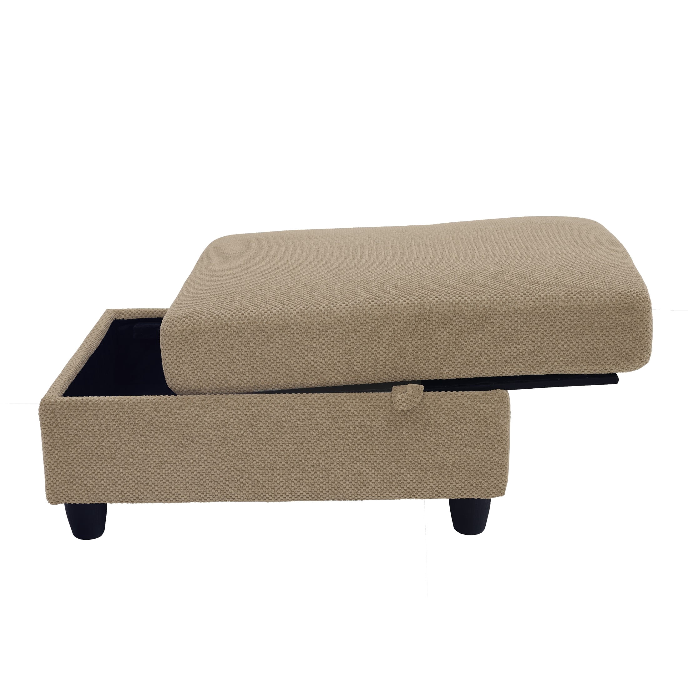 GDF Studio Abriel Accent Chair with Storage Ottoman, USB Ports & Cup Holders, Versatile Chaise Lounge, Camel