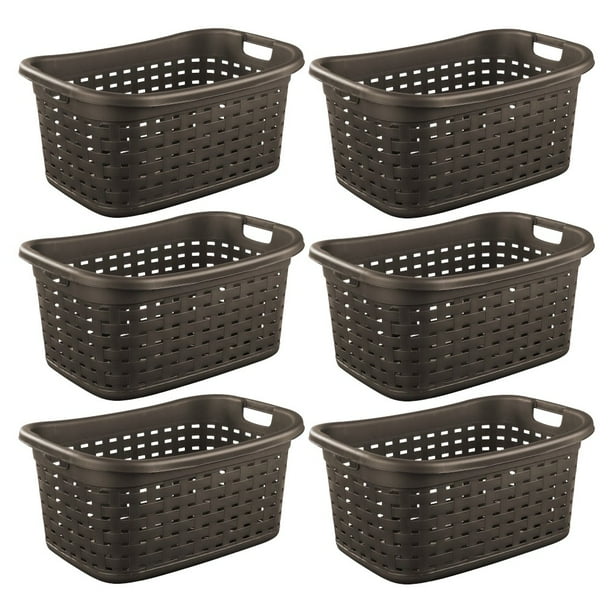 Sterilite 1275 Weave Laundry Basket Wicker Look Snag Proof With