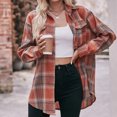 thumbnail image 5 of Towmus Womens Flannel Plaid Shirts Oversized Lightweight Long Sleeve Lapel Buffalo Plaid Button Down Shirt Blouse Tops, 5 of 7
