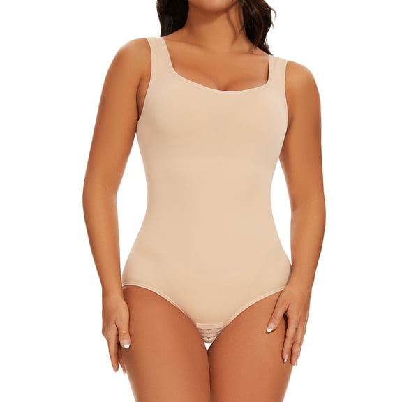 COMFREE Womens' Waist Trainer Seamless Round Neck Tummy Control Shapewear Bodysuit