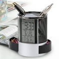 thumbnail image 2 of Osdhezcn Digital LCD Desk ALarm Clock & Mesh Rulers Pen Pencil Holder for Time Temp Calen, 2 of 10