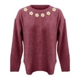 thumbnail image 4 of Women's Marled Knit Sweater, Casual Crewneck Pullover, Heathered Yarn Knit Top, Lightweight Long Sleeve Blouse, Everyday Basic Sweater with Comfort Fit Wine S, 4 of 9