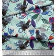 thumbnail image 3 of Soimoi Viscose Chiffon Fabric Floral & Cock Watercolor Printed Fabric 1 Yard 42 Inch Wide, 3 of 3