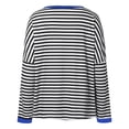 thumbnail image 4 of Long Sleeve Tops for Women, Yigetop Women's New Round Neck Long Sleeved Loose T Shirts Female Comfortable Commute Fashion Long Sleeved Lady T Shirt Long Sleeve Striped Shirt Black L, 4 of 5