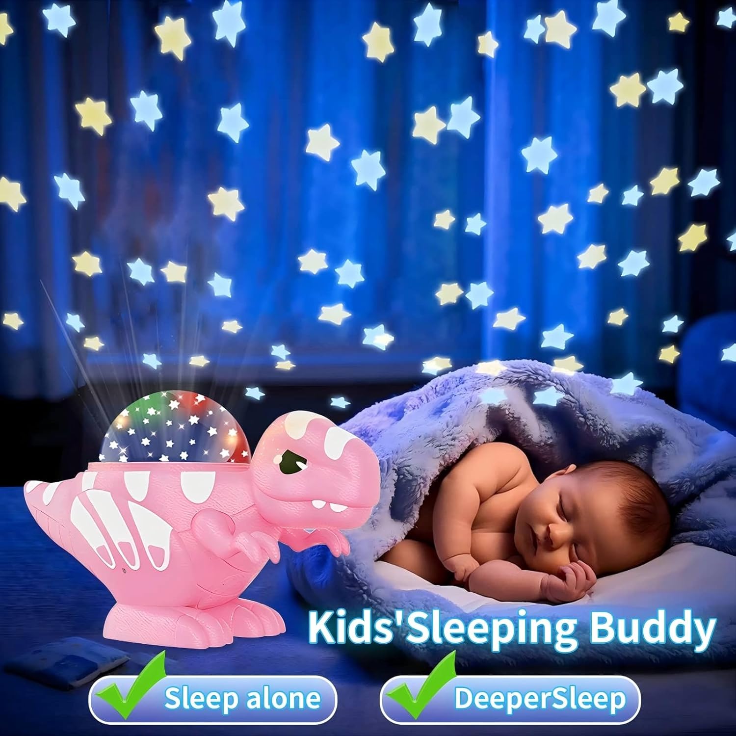 VIVIHEYDAY Dinosaur Night Light, Star Ceiling LED Projection Lamp, 16 Lighting Effects, 360°Rotation, Kids Baby Bedroom Party Home Decor