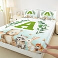 thumbnail image 4 of Feelyou Green Initial A Letter Twin Sheet Sets, Kawaii Bear Fox Animal Twin Fitted Sheet, Eucalyptus Leaves Flat Sheet, Luxury Bedroom Decor, 3pcs, 4 of 8