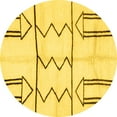 thumbnail image 1 of Ahgly Company Machine Washable Indoor Round Solid Yellow Modern Area Rugs, 3' Round, 1 of 1