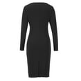 thumbnail image 4 of Wrap Dress for Women Crewneck Long Sleeve Bodycon Dress Casual Slim Fit Work Office Business Midi Pencil Dresses, 4 of 5