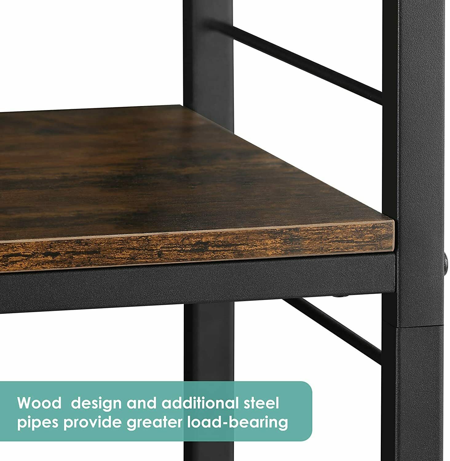 4 Tier Side Table Organizer Cart with 4 Wheels Brown