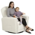 Evolur Vienna Swivel Glider with Ottoman and Nailhead Trim, Greenguard