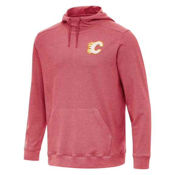 Men's Antigua Heather Red Calgary Flames Cloud Pullover Hoodie