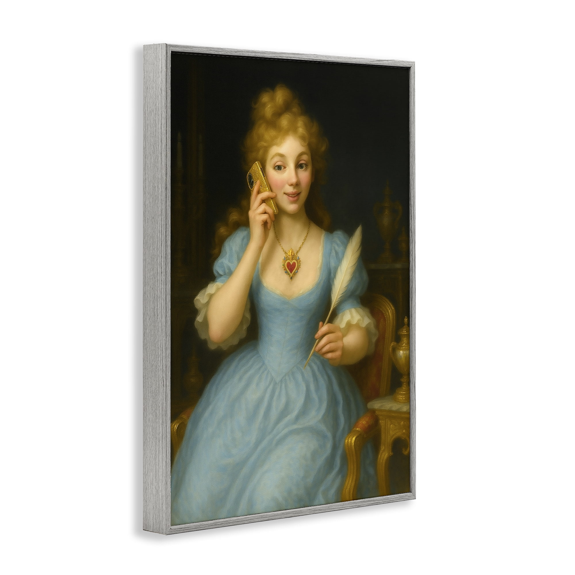 Stupell Industries May I Take A Message Gray Framed Giclee Art, design by Grotto Studios