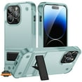 thumbnail image 3 of For Apple iPhone 14 Plus (6.7") Heavy Duty with Kickstand Stand Hybrid Sturdy TPU Military Armor Durable Shockproof Phone Case Cover by Xpression - Teal, 3 of 6