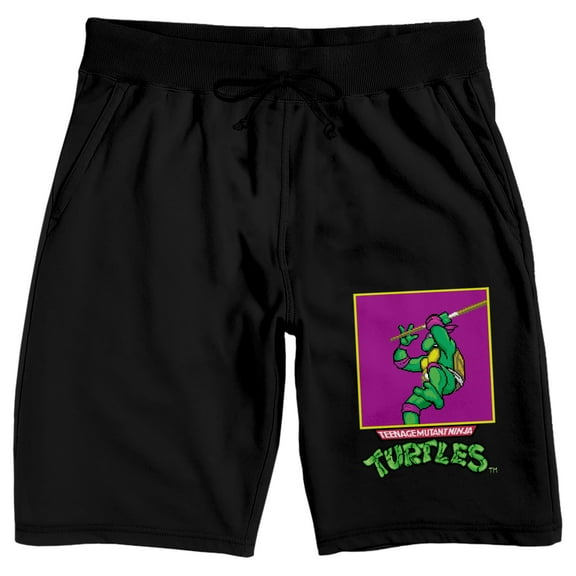 TMNT Donatello Classic Retro Character Men's Black Sleep Pajama Shorts-Medium