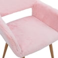 thumbnail image 6 of Faux Fur Modern Dining Chairs, Upholstered Accent Chairs with Metal Legs, Side Chair for Dining Room Bedroom Leisure(Pink), 6 of 8