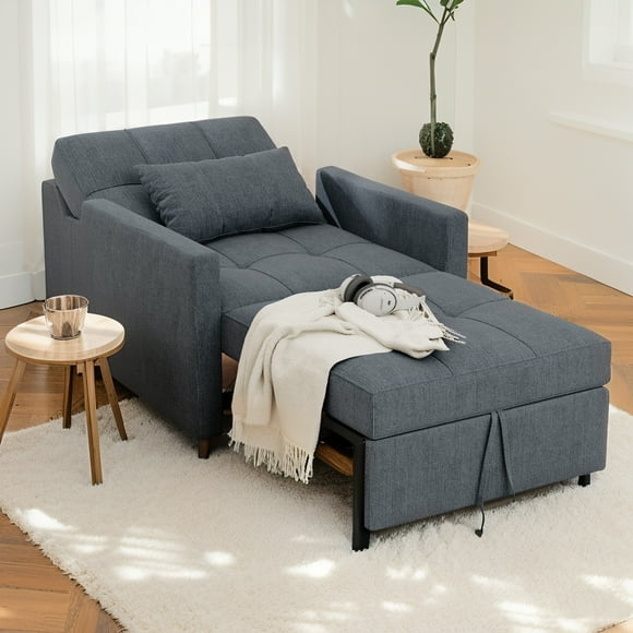 YODOLLA 3-in-1 Sleeper Sofa Bed Chair,Pull Out Couch for Living Room,Lounge Chair Indoor in Dark Grey