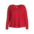 thumbnail image 5 of Terra & Sky Women's Plus Size V-Neck T-Shirt with Long Sleeves, 5 of 5