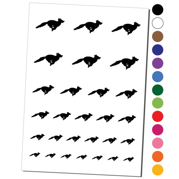 Fox Running Solid Water Resistant Temporary Tattoo Set Fake Body Art Collection - Orange