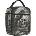 thumbnail image 2 of Boîte à Lunch en Polyester à Motif de Crâne Gothique pour Ados, Sac à Lunch Thermique Réutilisable avec Corbeau pour Femmes Adultes, Sac Fourre-Tout Isotherme Goth pour l'École, le Travail, les Pique-Niques, les Voyages, Motif d'Horreur d'Halloween, 2 of 8