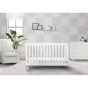Delta Children Essex 4-in-1 Convertible Baby Crib, Bianca White/Natural Legs