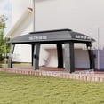 thumbnail image 3 of Outsunny 10' x 20' Patio Gazebo Canopy with Netting Dark Grey, 3 of 10