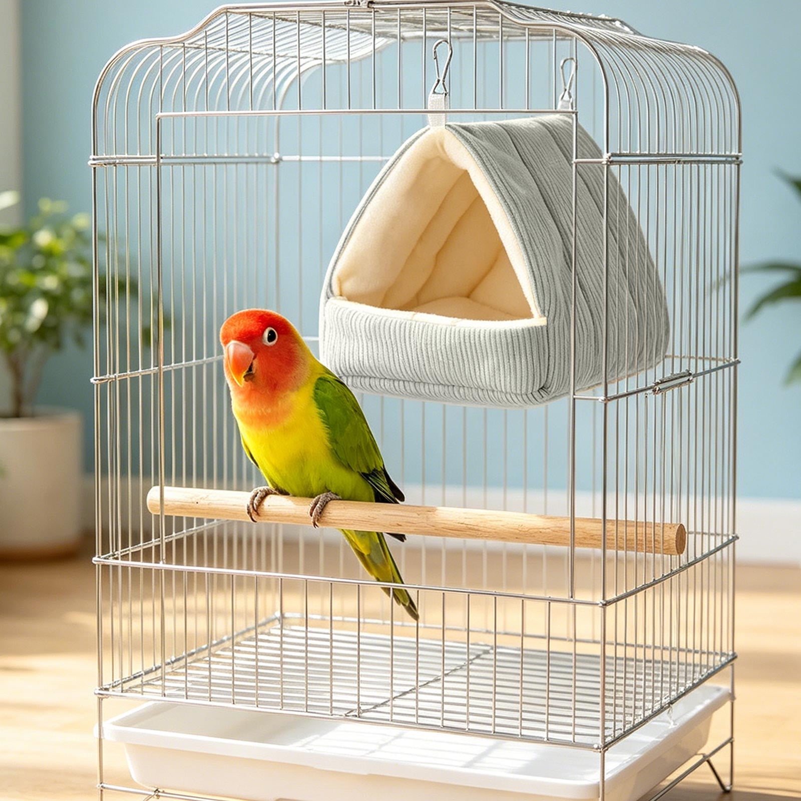 AuroraX Winter Bird Cage Hanging Bed Small Parakeet Cozy Sleeping Nest Thickened Soft Furry Warm Pet Bird Cage Accessories for Winter Black National Dog Day International Cat Day