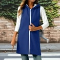 thumbnail image 4 of Women’s Solid Color Hooded Fleece Vest Sleeveless Mid Length Tunic with Side Slits Relaxed Fit Zip Up Lightweight Fall Winter Casual Sweatshirt with Pockets,Blue,L, 4 of 6
