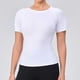 thumbnail image 5 of Camiseta de Manga Corta de Yoga para Mujeres Color Sólido Moda Casual Respirable Apretado Deportivo de Alta Elasticidad Camiseta de Carrera de Manga de Raglan Cuello Redondo Top de Manga Corta de Muj, 5 of 6