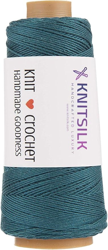 Knitsilk Pure Silk Viscose Blend Yarn in Cones - Perfect for Crochet and Knitting,Jewellery and DIY Projects(8ply-160 Yards-Green pine-Pack of 1)