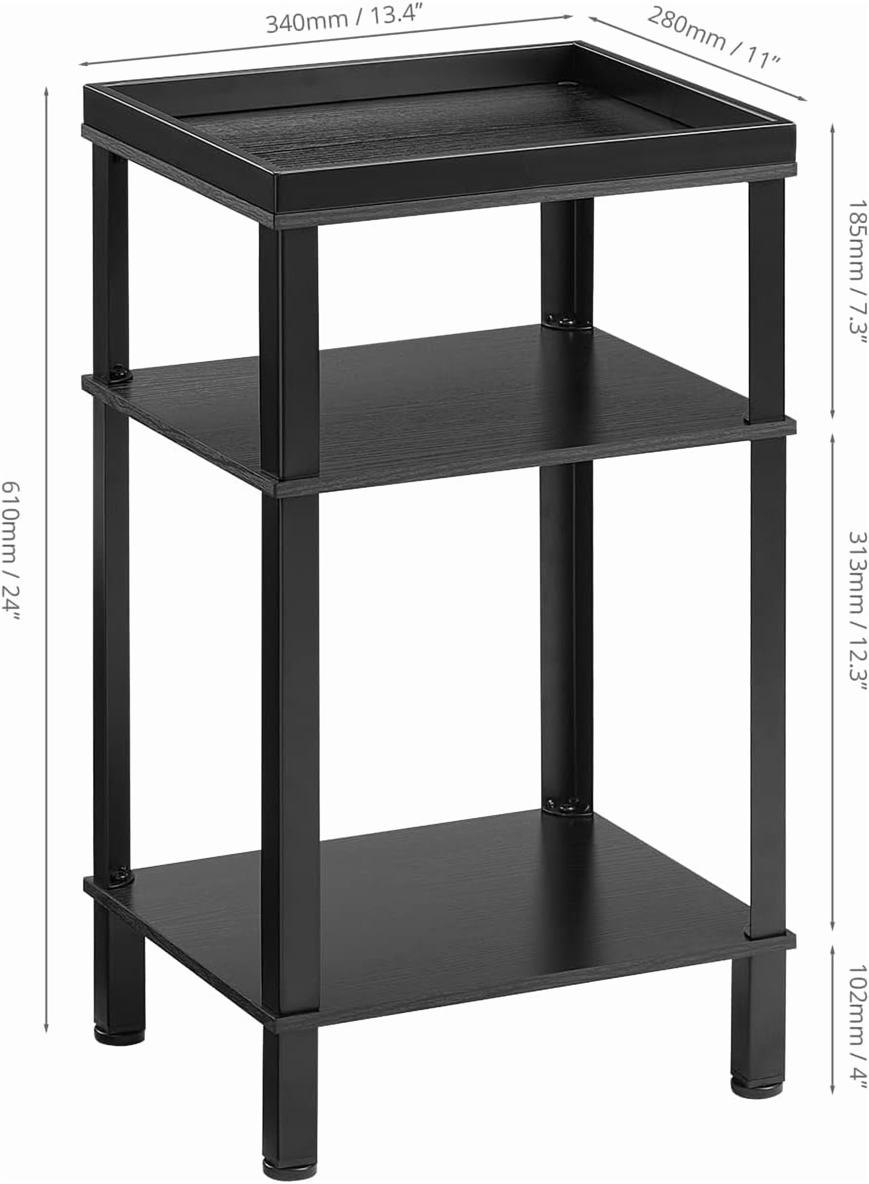 Small Side Table for Small Spaces - Slim End Table with Magazine Holder - 2 in 1 Design Narrow End Table Living Room - Skinny Bedside Table Nightstand Bedroom Thin Side Table, Black
