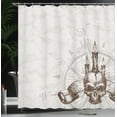 thumbnail image 4 of Ambesonne Vintage Shower Curtain, Priate Skull Compass, 69"Wx75"L, Brown Pearl Grey, 4 of 5