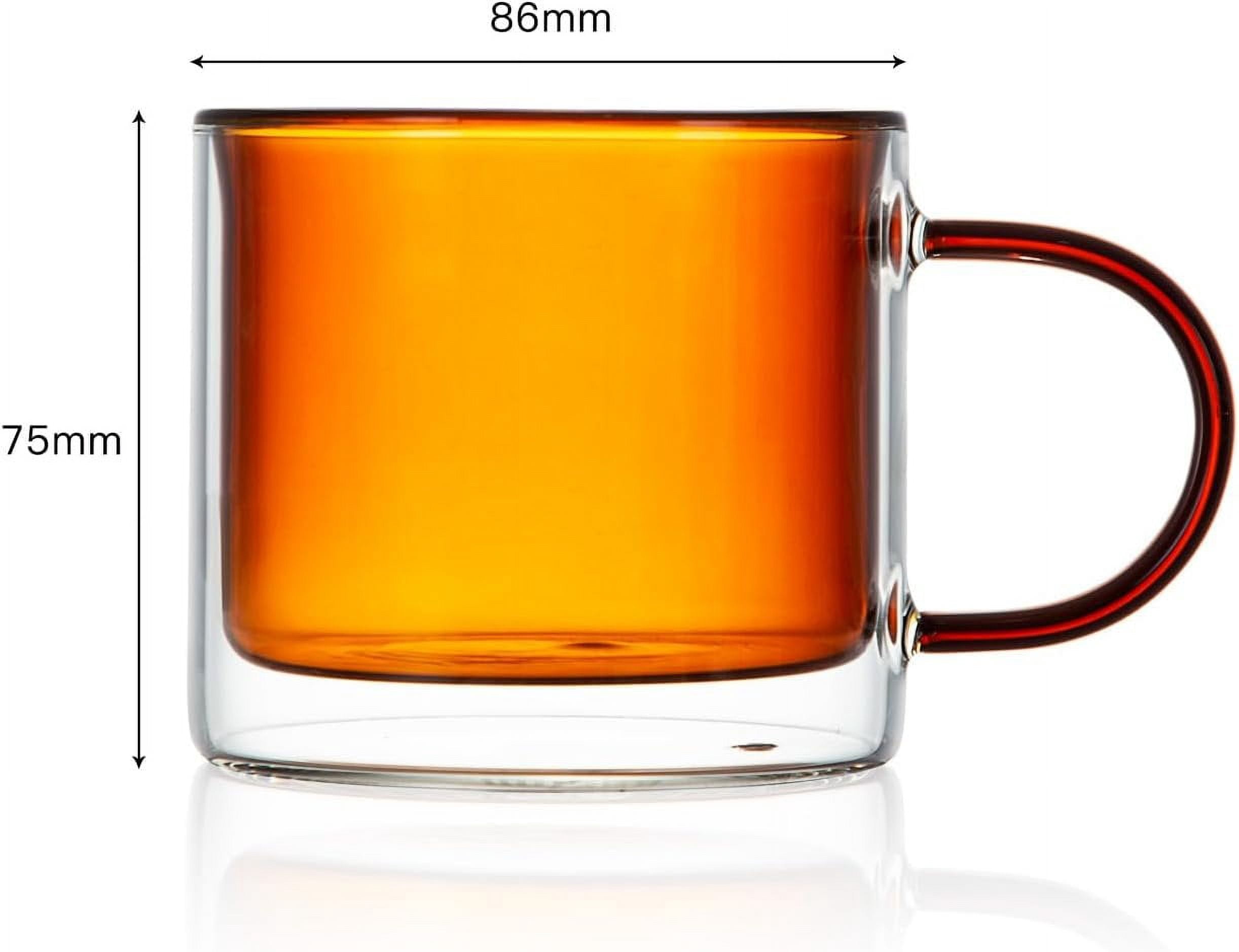 Bacimi Double Wall Insulated Coffee Mugs Set of 4 / 9oz - Clear Borosilicate Mug with Handle - Thermal Drinking Cups for Espresso, Cappuccino, Latte, Tea, Hot Beverage, Wine - Microwave Safe