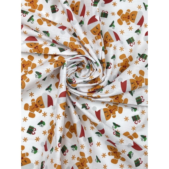Minerva Printed Polycotton Fabric, Multicolor Christmas Print for Dressmaking, 43" Wide, By the Yard