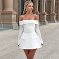 thumbnail image 4 of Vestido Mini para Mujer, con Hombros Descubiertos, Larga, Corte A, Vestido Formal Corto, para Fiesta y Club L, 4 of 8