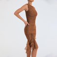 thumbnail image 3 of HAHDAXIA Eleagnt Women 's Backless Mesh Midi Bodycon Dresses Irregular Ruffle Hem Mermaid Fishtail Tank Dress, 3 of 7