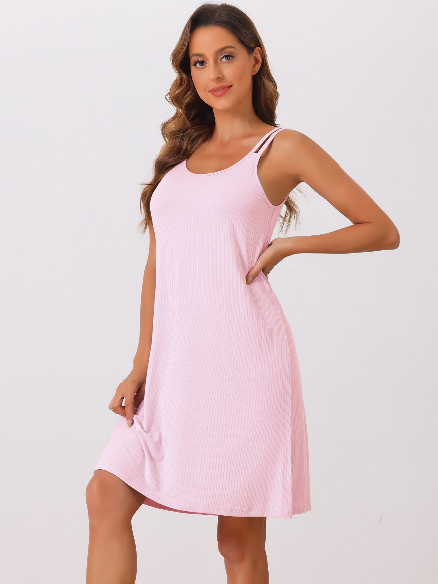 DARING DIVA Women's Sleeveless Modal Spaghetti Strap Chemise Nightgowns S Light Pink