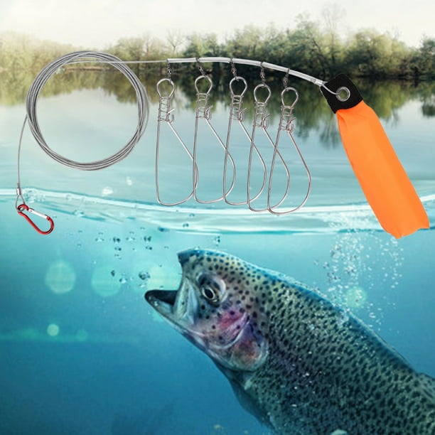 Fish Buckle Lock Fishing Tackle Stringer Clip With Float And