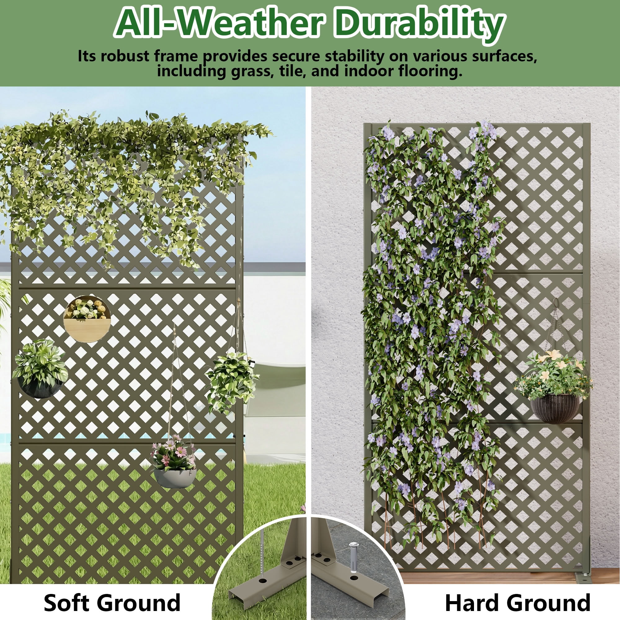 MAYEERTY 59*30in Outdoor Privacy Screen, Tiny Patio Metal Privacy Fence, Privacy Panel for Balcony, Backyard, Garden