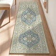 thumbnail image 3 of 2x5 Washable Long Runner Rug, Soft Non Slip Low Profile Vintage Oriental Hallway Rug for Kitchen Bedroom Entryway, Sage Green&Blue, 3 of 6