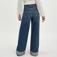 thumbnail image 5 of ABATAB Jeans for Women Wide Leg Loose fit Jeans Pants Strechy Baggy Folded Hem Trendy Denim Trousers with Pockets, 5 of 6
