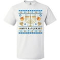 thumbnail image 3 of Inktastic Happy Hanukkah Sweater Style Design with Menorah and Dreidel T-Shirt, 3 of 5