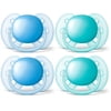 Philips Avent Ultra Soft Pacifier, 6-18 Months, Blue/Teal, 4 Pack, SCF212/42